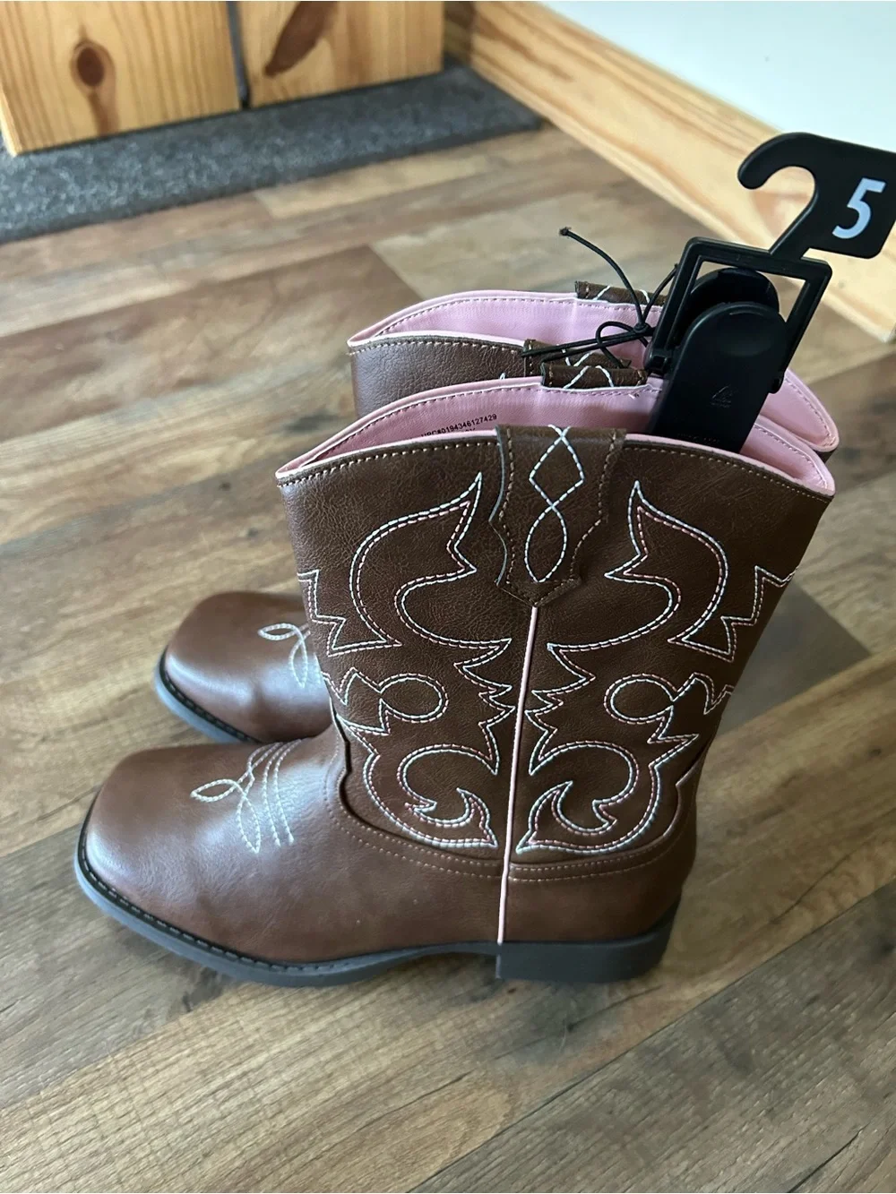 Girls Wonder Nation Brown Western Cowboy Boots w/Pink Lining New with Tags Sz 5